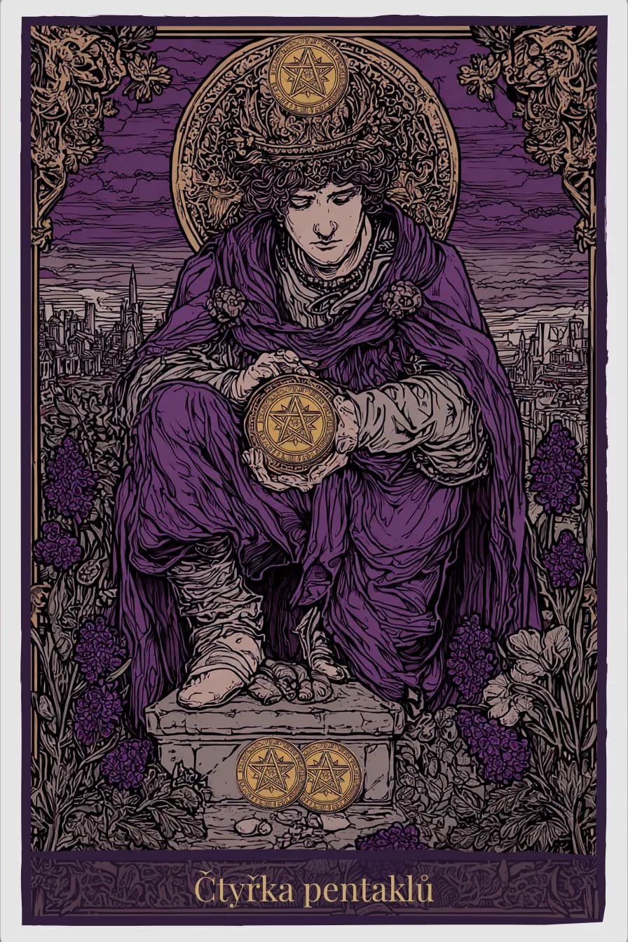 Tarotová karta Čtyřka pentaklů